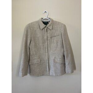 Lauren Ralph Lauren Womens Size 12 Beige Full Zip Blazer Jacket Coat Pockets
